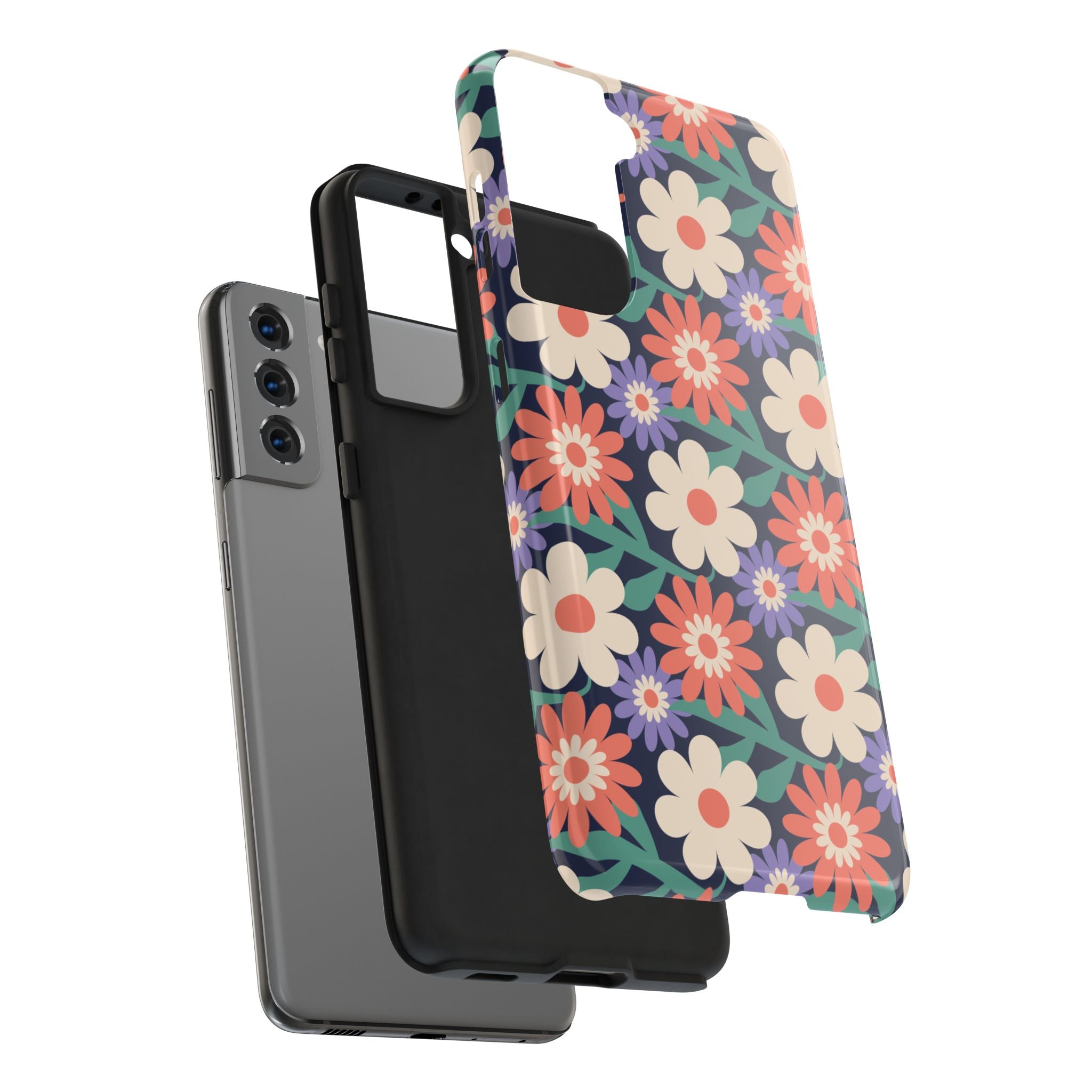 Floral Tough Phone Case — Retro Daisies Protective Phone Cover