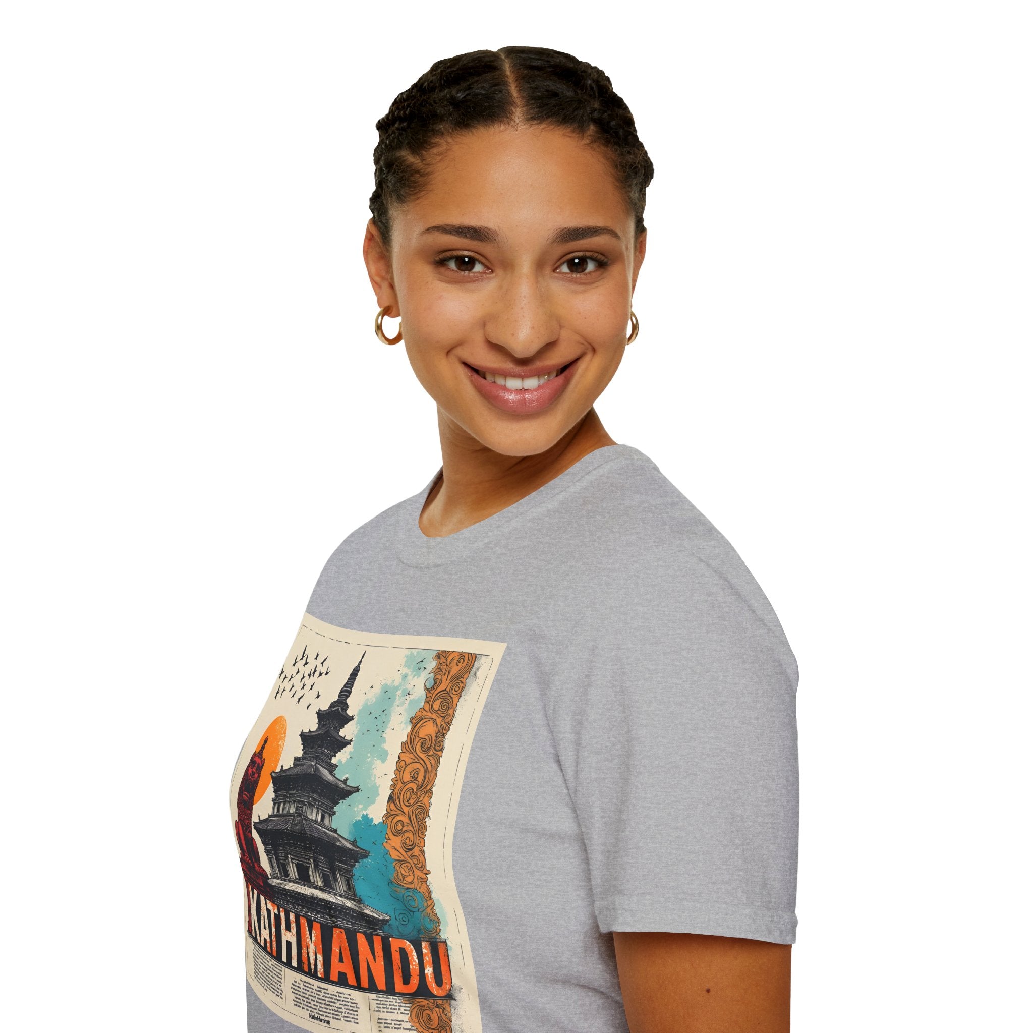 Kathmandu Vintage Travel T-Shirt – Retro Nepal Skyline Graphic Tee, Cultural Tourism Design