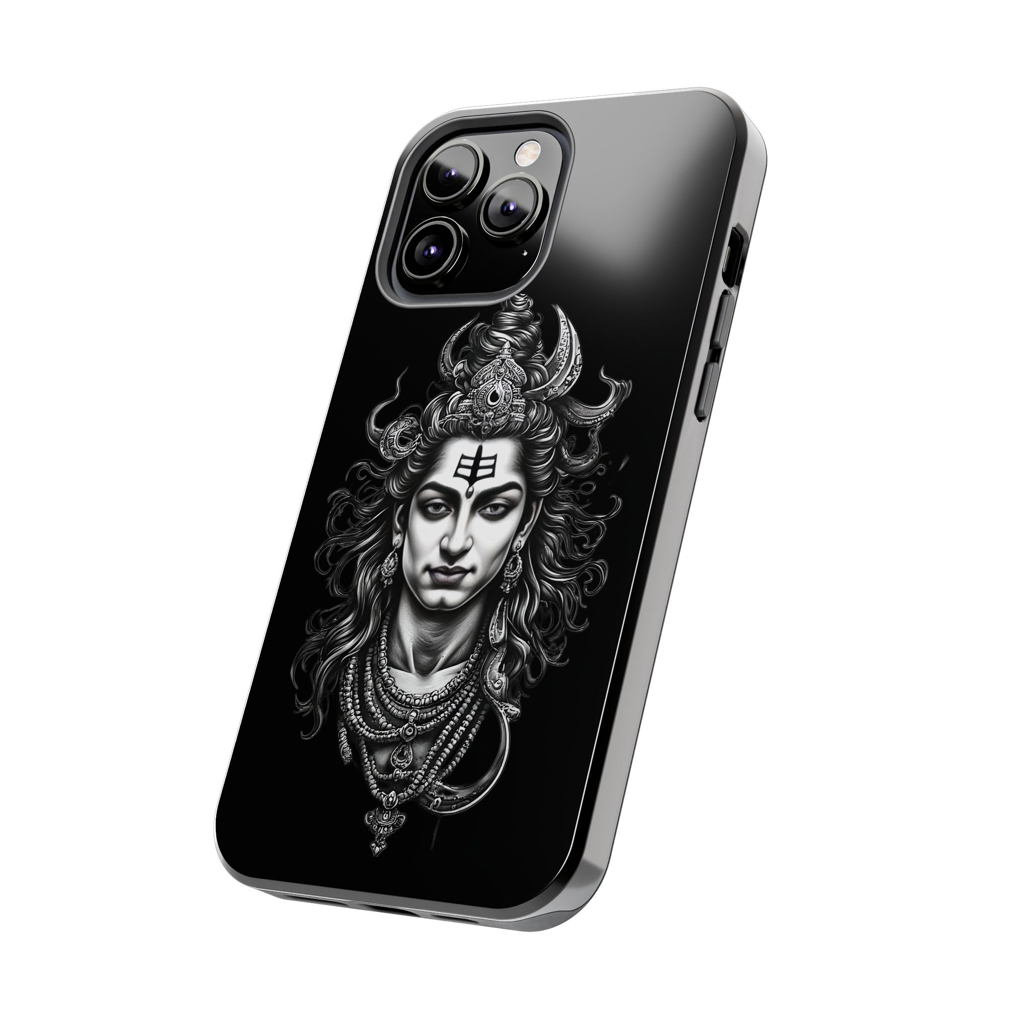 Phone Case — Intricate Lord Shiva Illustration on Black Tough Case