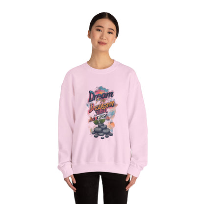 Dream Big Crewneck Sweatshirt — "Dream, Design, Draw" Inspirational Graphic
