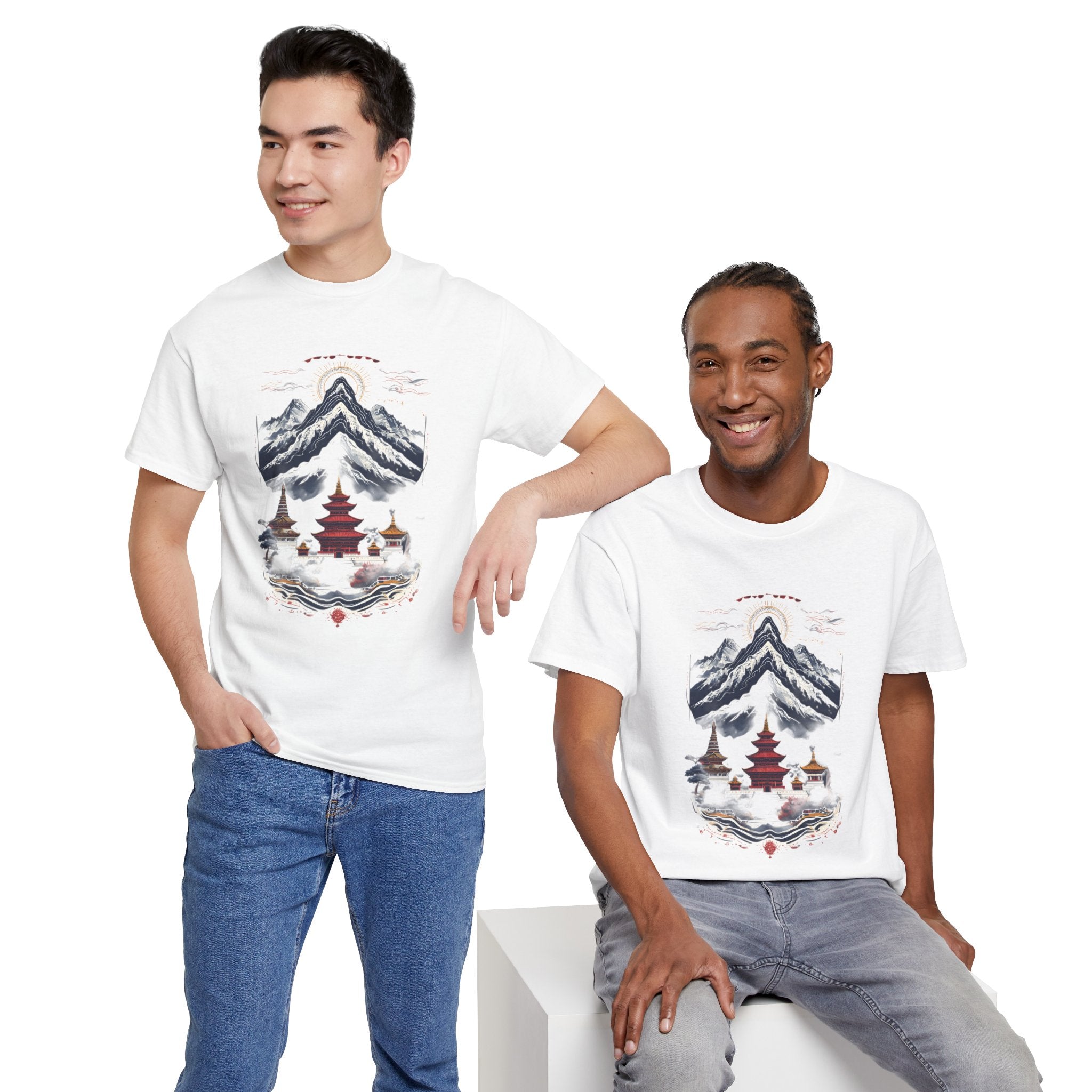 Japanese Mountain Pagoda T-Shirt — Zen Temple Landscape Tee