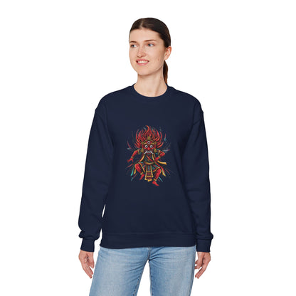 Crewneck Sweatshirt — Red Demon Guardian Graphic