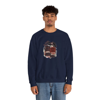 Crewneck Sweatshirt — Cozy Vintage Cabin Illustration with Quote