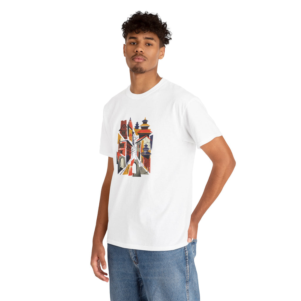 Cityscape Abstract Tee — Colorful Urban Architecture Graphic T‑Shirt
