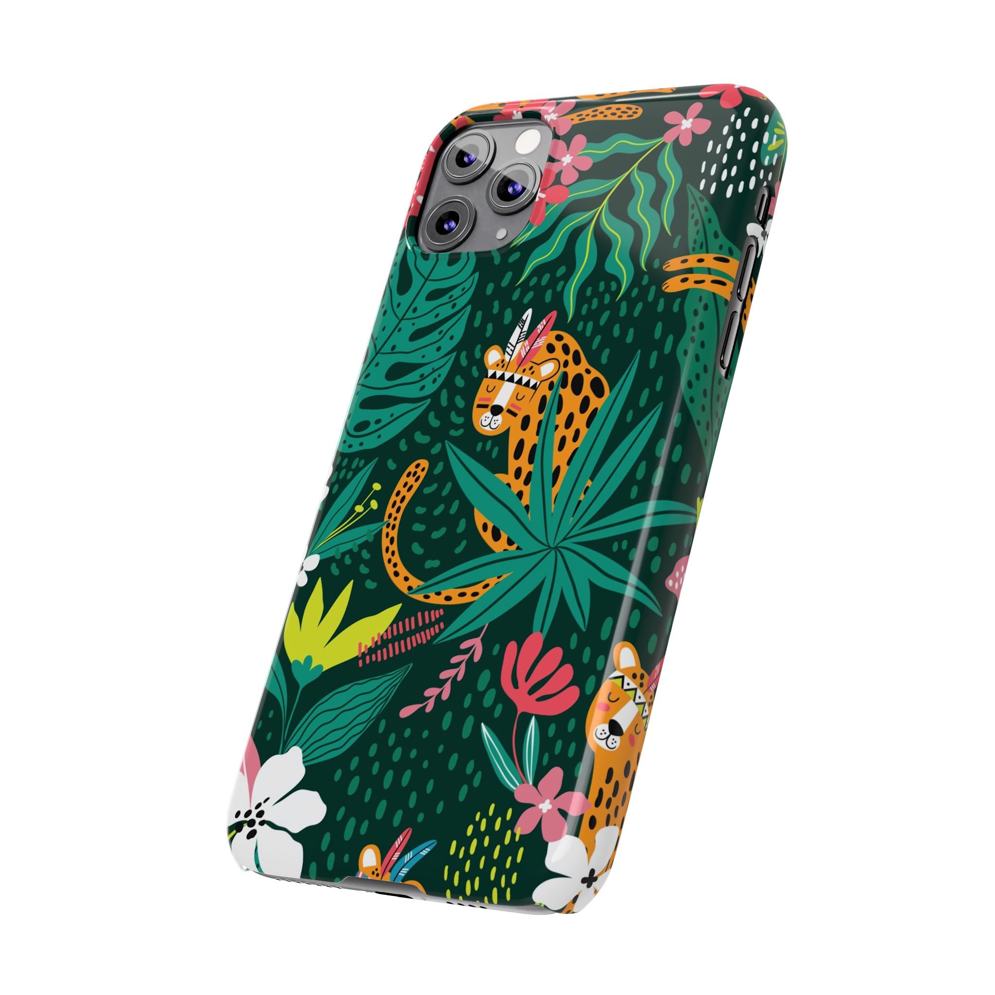 Slim Phone Case — Tropical Jungle Leopard Floral Pattern (Slim Protective Phone Cover)