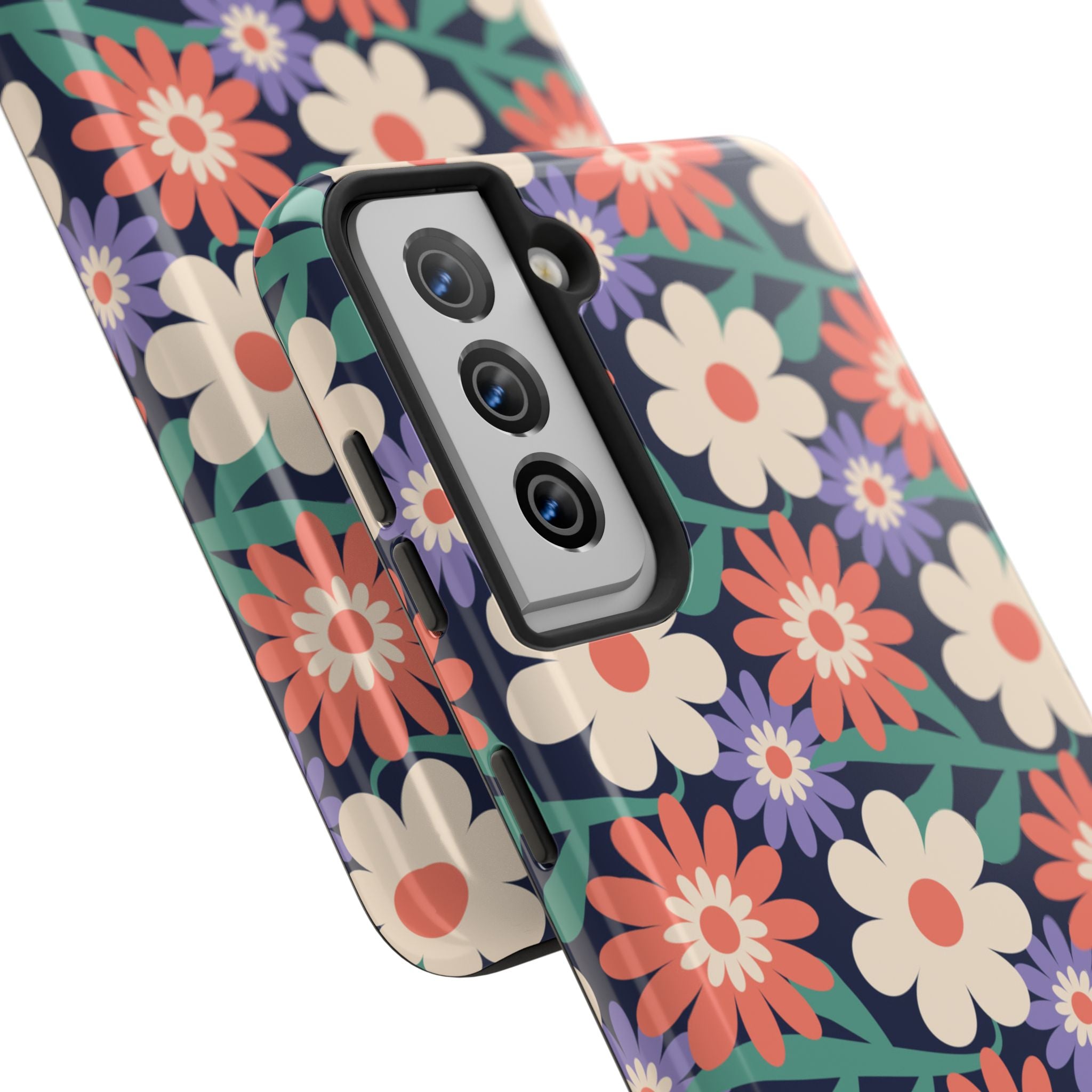 Floral Tough Phone Case — Retro Daisies Protective Phone Cover