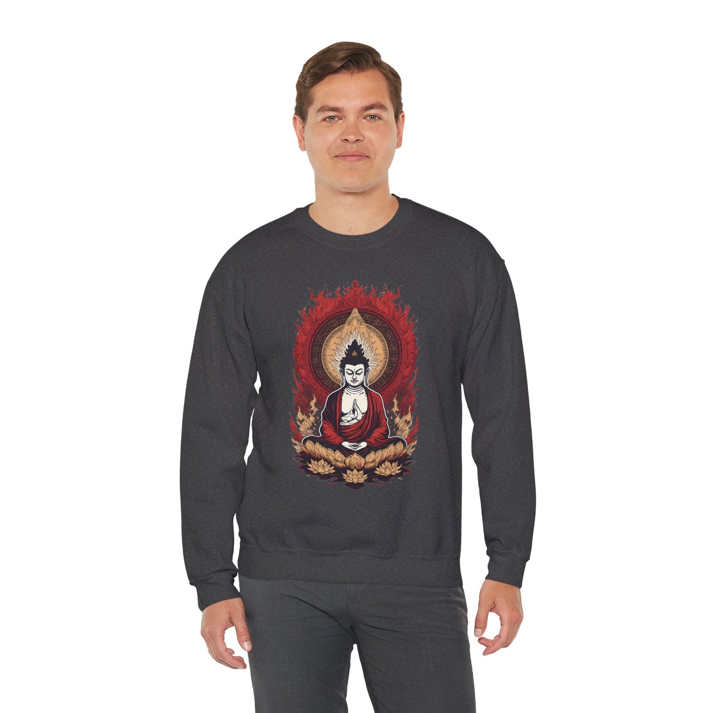 Buddha Lotus Flame Crewneck Sweatshirt