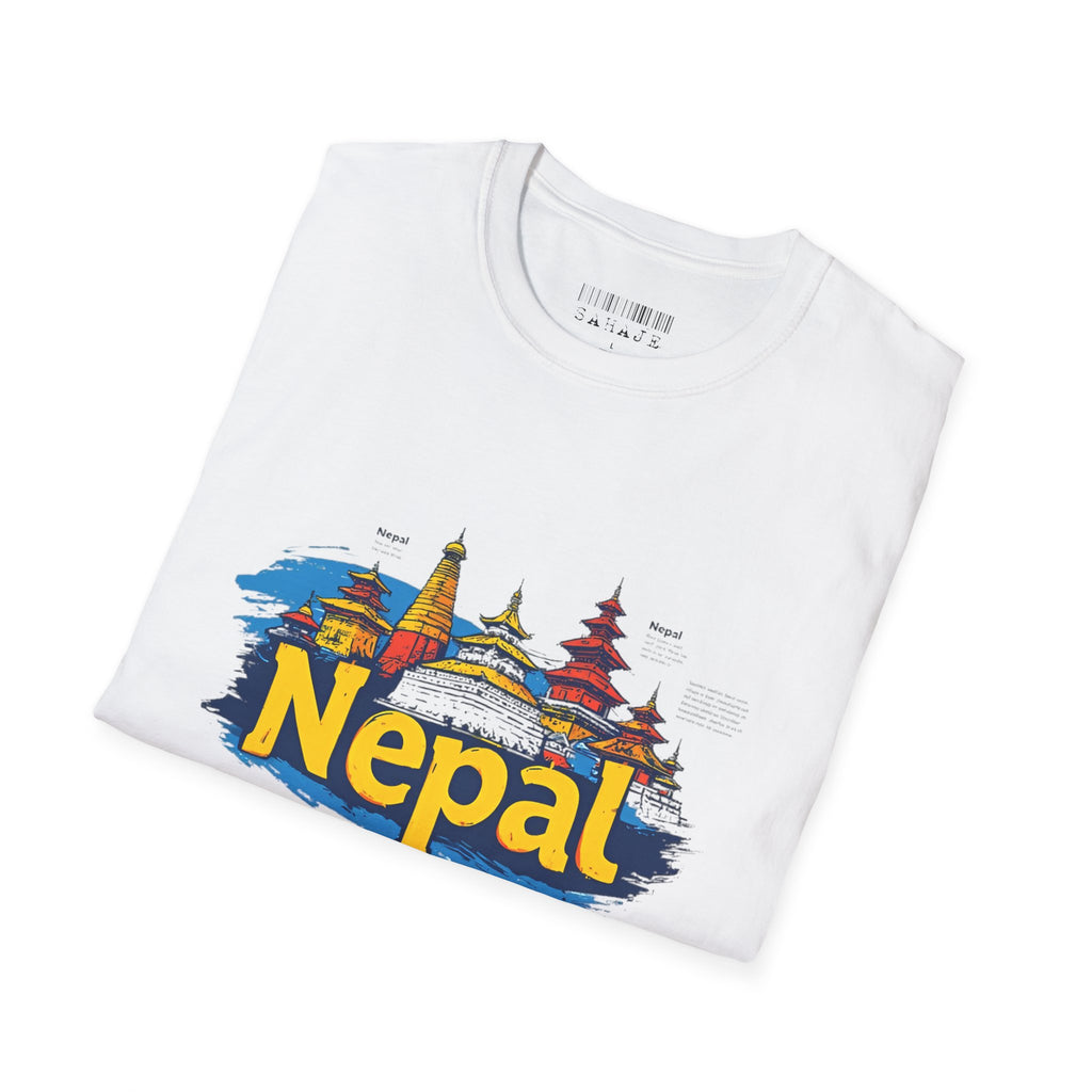 Nepal Temple Skyline T-Shirt – Nepali Cultural Heritage Graphic Tee, Travel & Spiritual Design