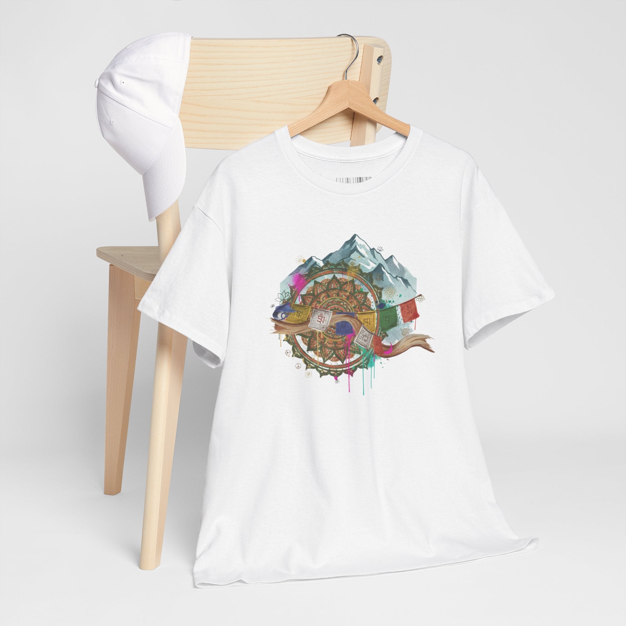 Adventure Compass Graphic Tee — Mountain, Globe & Flag Illustration