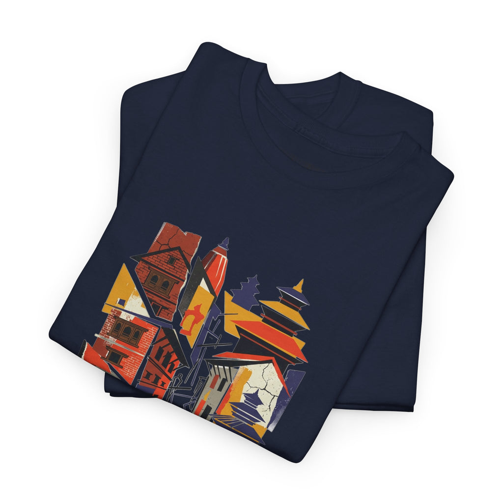 Cityscape Abstract Tee — Colorful Urban Architecture Graphic T‑Shirt