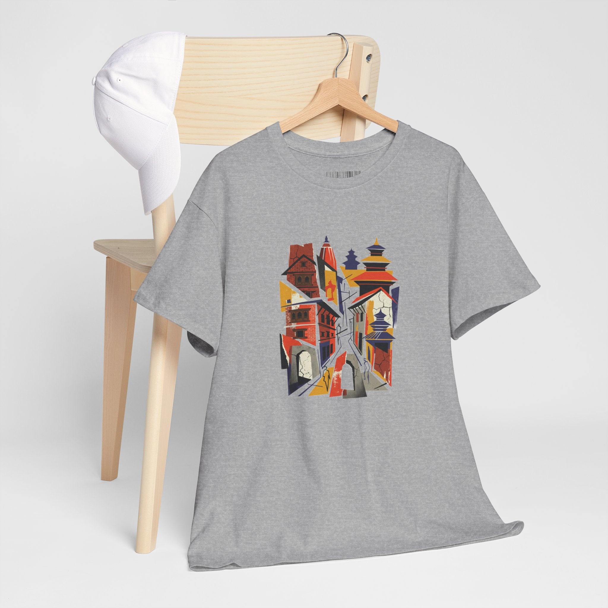 Cityscape Abstract Tee — Colorful Urban Architecture Graphic T‑Shirt