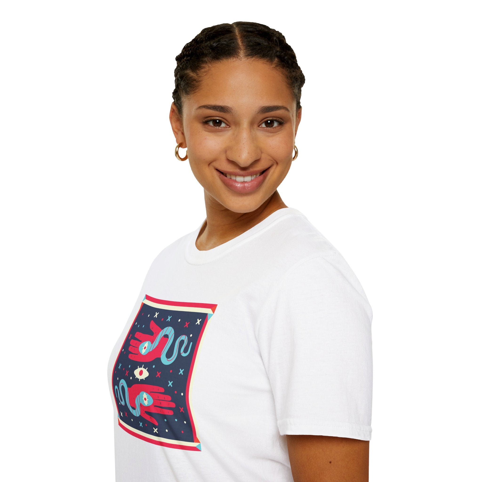 Cosmic Birds Graphic T-Shirt — Retro Celestial Swans Illustration