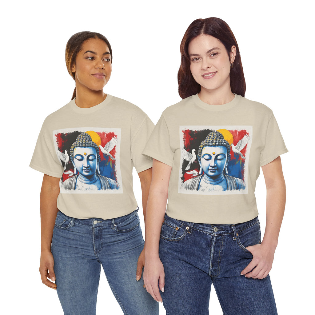 Buddha Peace Tee — Colorful Buddha & Doves Graphic T-Shirt