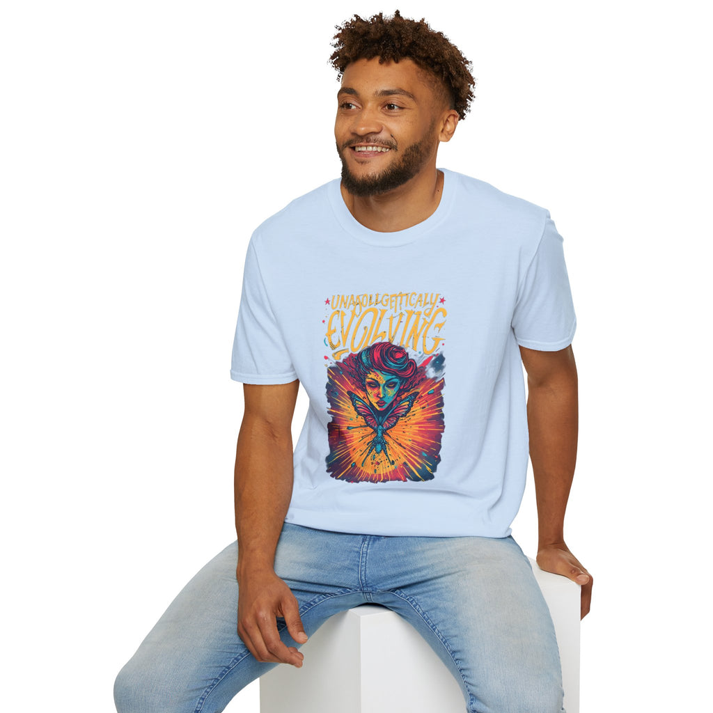 Evolving Butterfly Graphic T-Shirt — "Unapologetically Evolving" Vibrant Psychedelic Tee