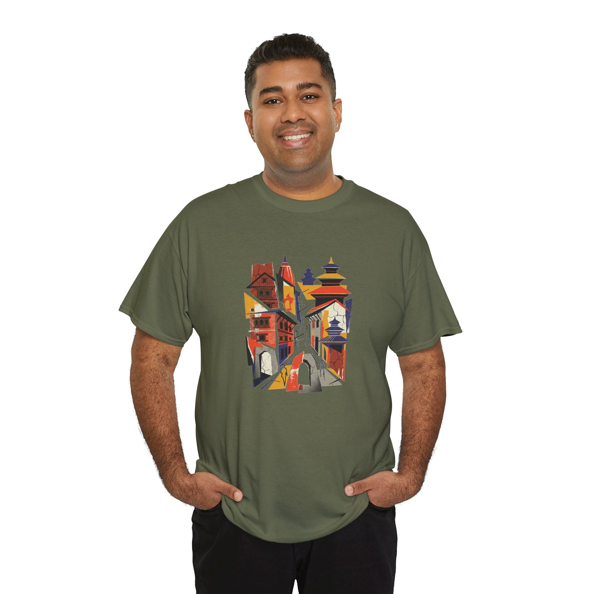 Cityscape Abstract Tee — Colorful Urban Architecture Graphic T‑Shirt