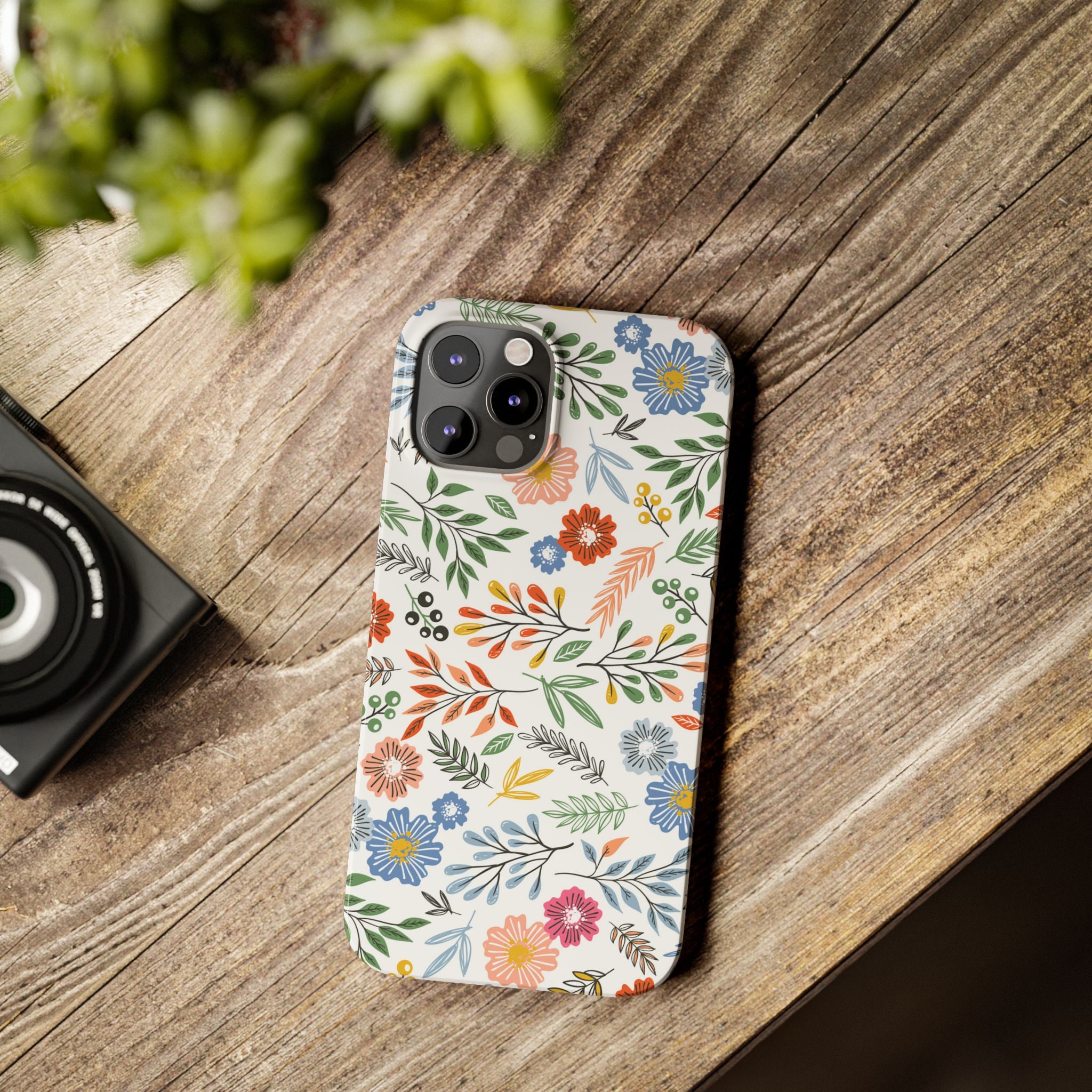 Slim Floral Phone Case — Colorful Hand-Drawn Wildflower Design