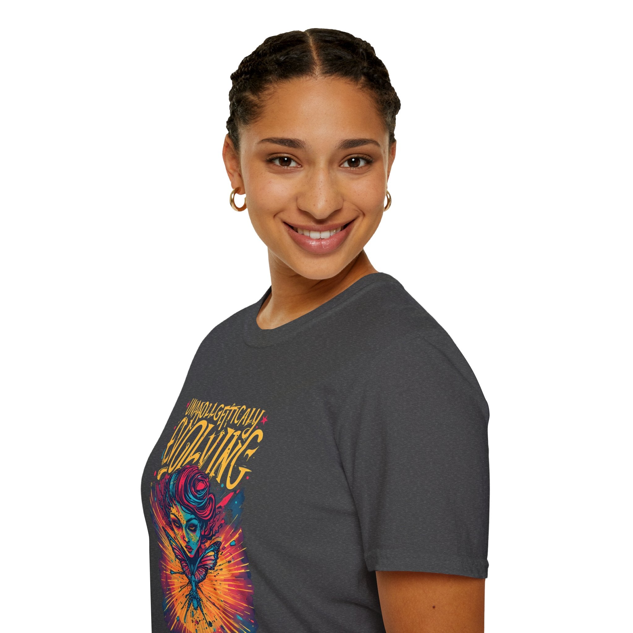 Evolving Butterfly Graphic T-Shirt — "Unapologetically Evolving" Vibrant Psychedelic Tee