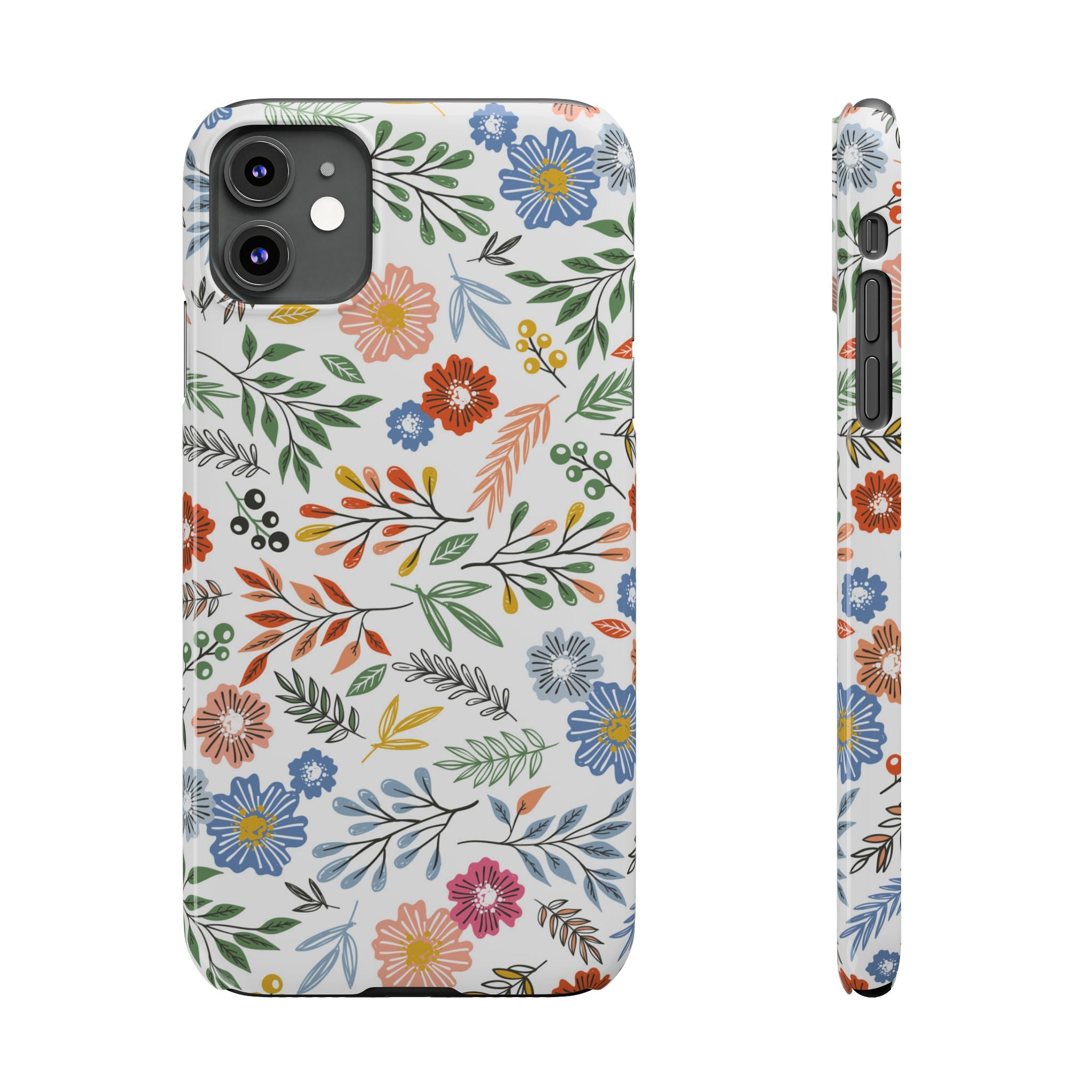 Slim Floral Phone Case — Colorful Hand-Drawn Wildflower Design