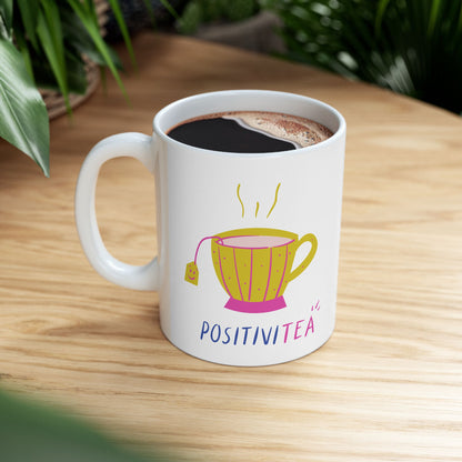 Whimsical Ceramic Tea Mug, Cute Gift for Tea Lovers, Fun Drinkware for Home, Colorful Coffee Mug for Birthdays, Unique Kitchen Decor