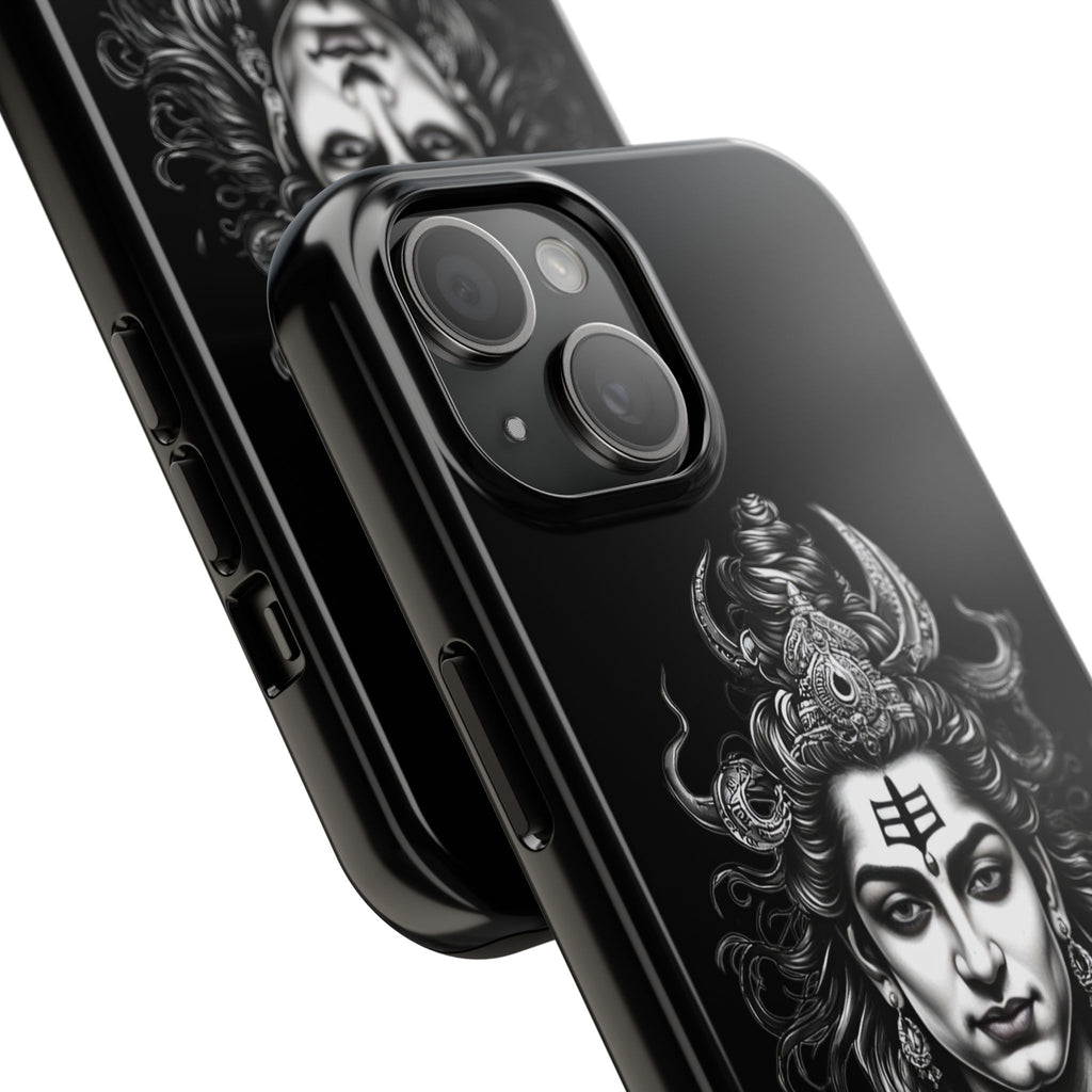 Phone Case — Intricate Lord Shiva Illustration on Black Tough Case