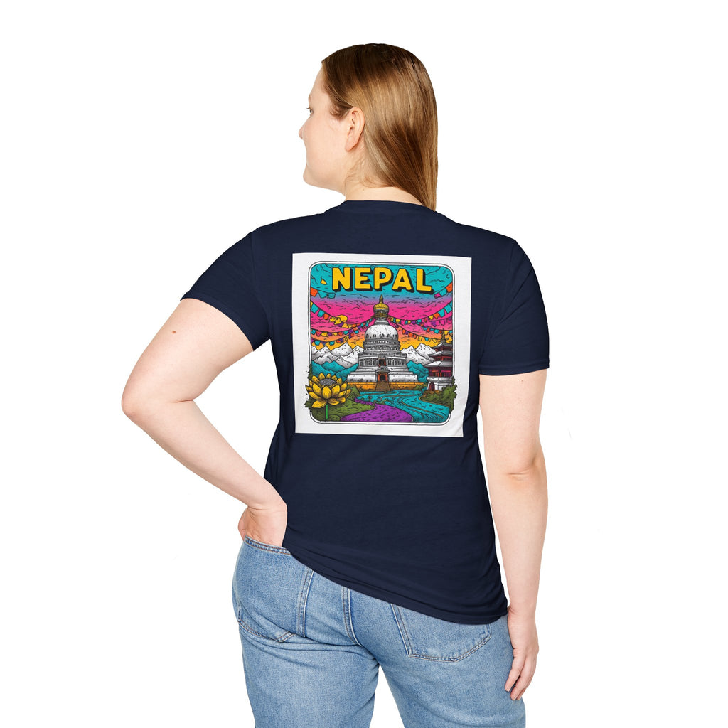 Nepal Graphic T-Shirt — Colorful Stupa Travel Tee