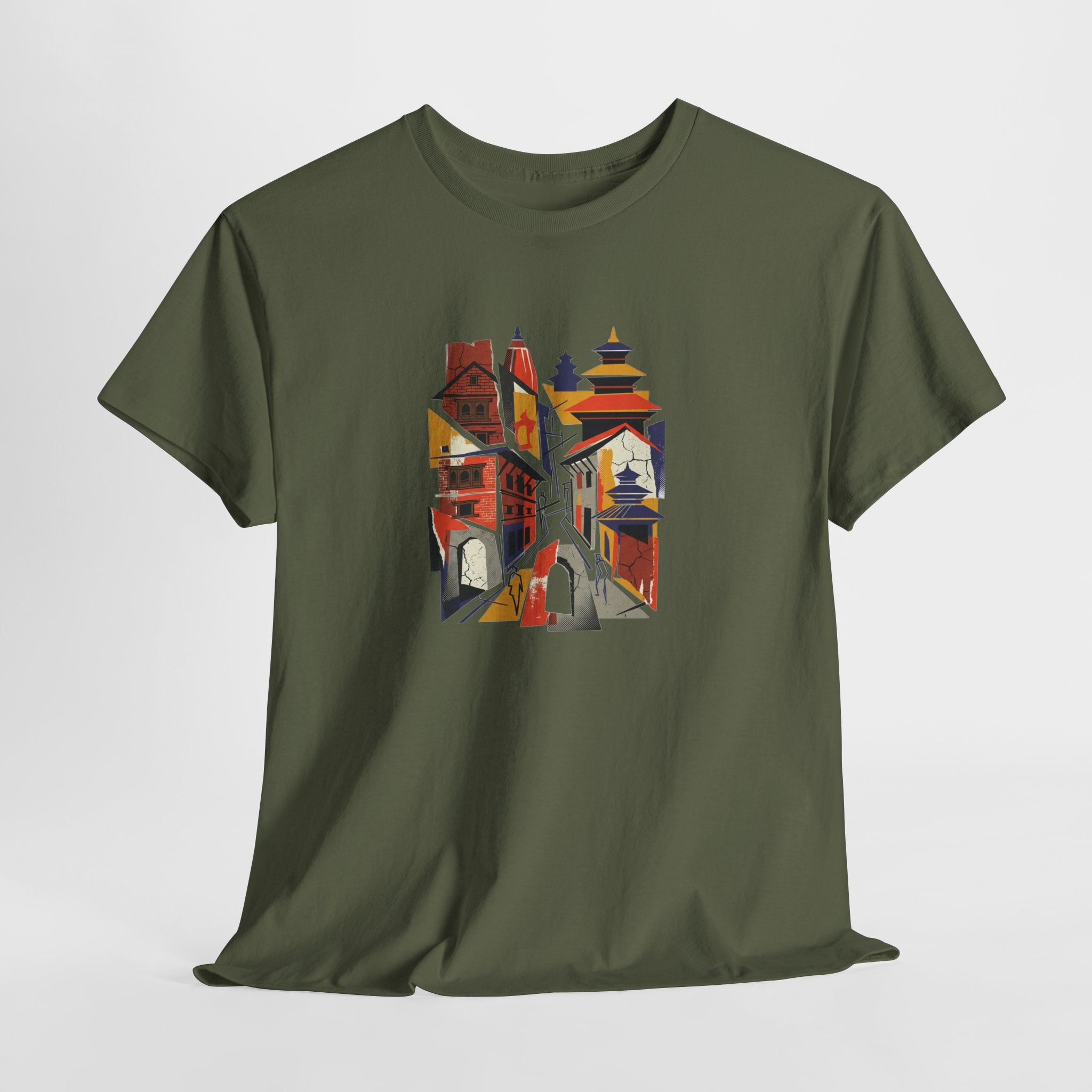 Cityscape Abstract Tee — Colorful Urban Architecture Graphic T‑Shirt