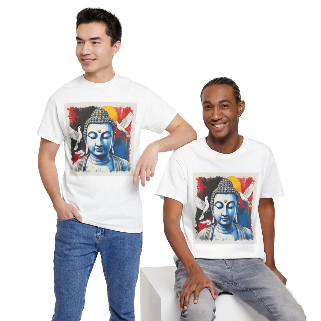 Buddha Peace Tee — Colorful Buddha & Doves Graphic T-Shirt