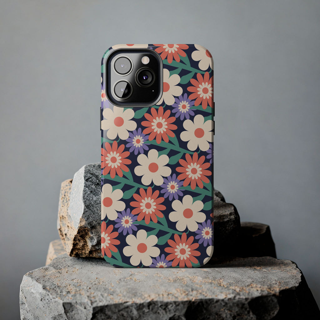 Floral Tough Phone Case — Retro Daisies Protective Phone Cover