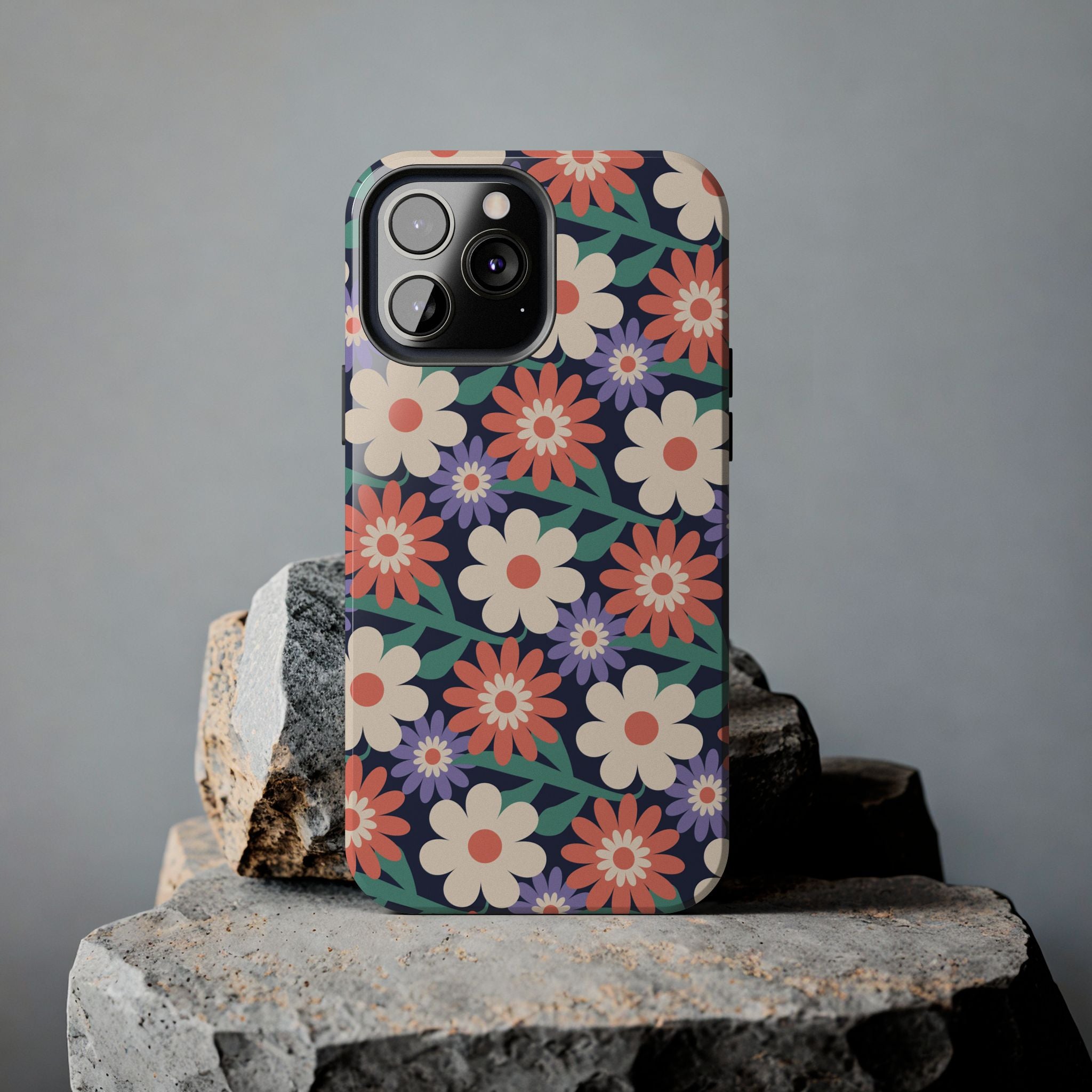 Floral Tough Phone Case — Retro Daisies Protective Phone Cover
