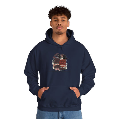 Hoodie — Vintage Urban Industrial Building Graphic Hoodie (Architectural Sketch)