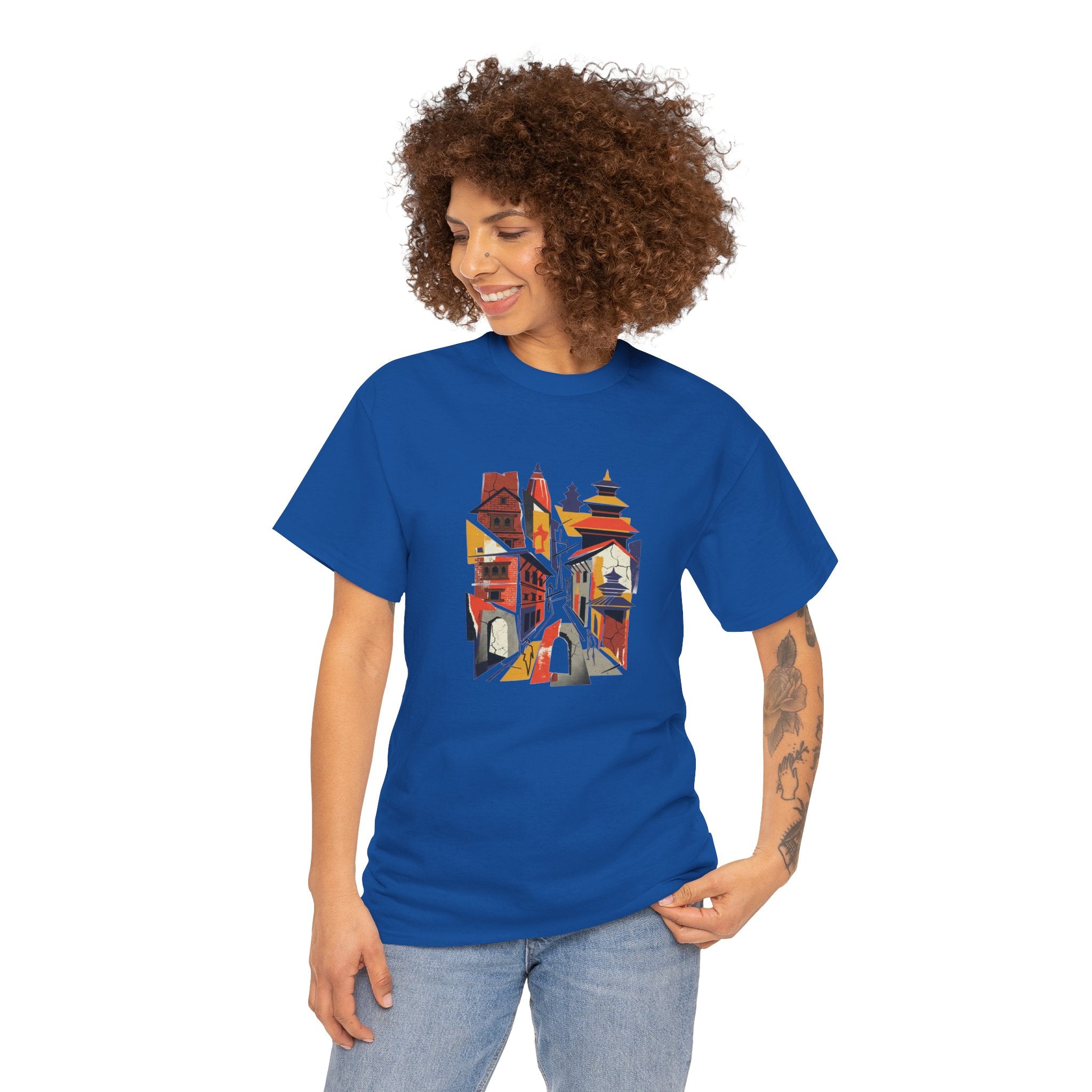 Cityscape Abstract Tee — Colorful Urban Architecture Graphic T‑Shirt