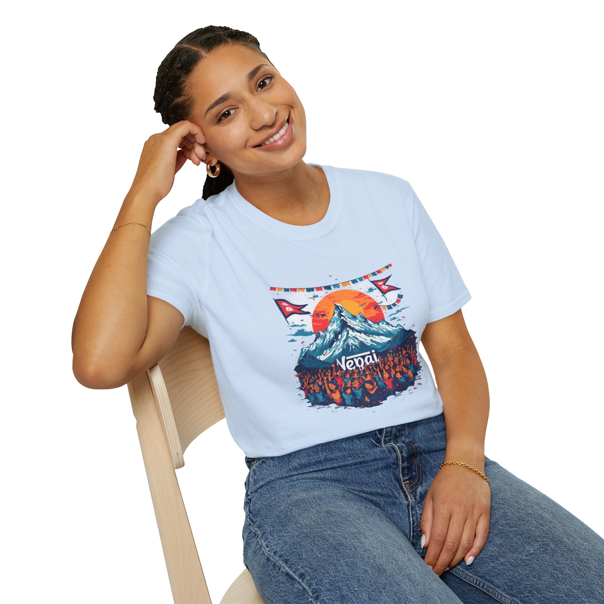 Nepal Mountain Sunrise T-Shirt — Retro Trekking Graphic Tee