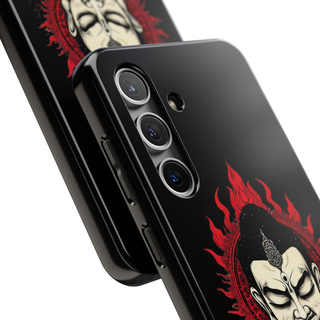 Meditative Buddha Tough Phone Case — Red Flame Zen Protection