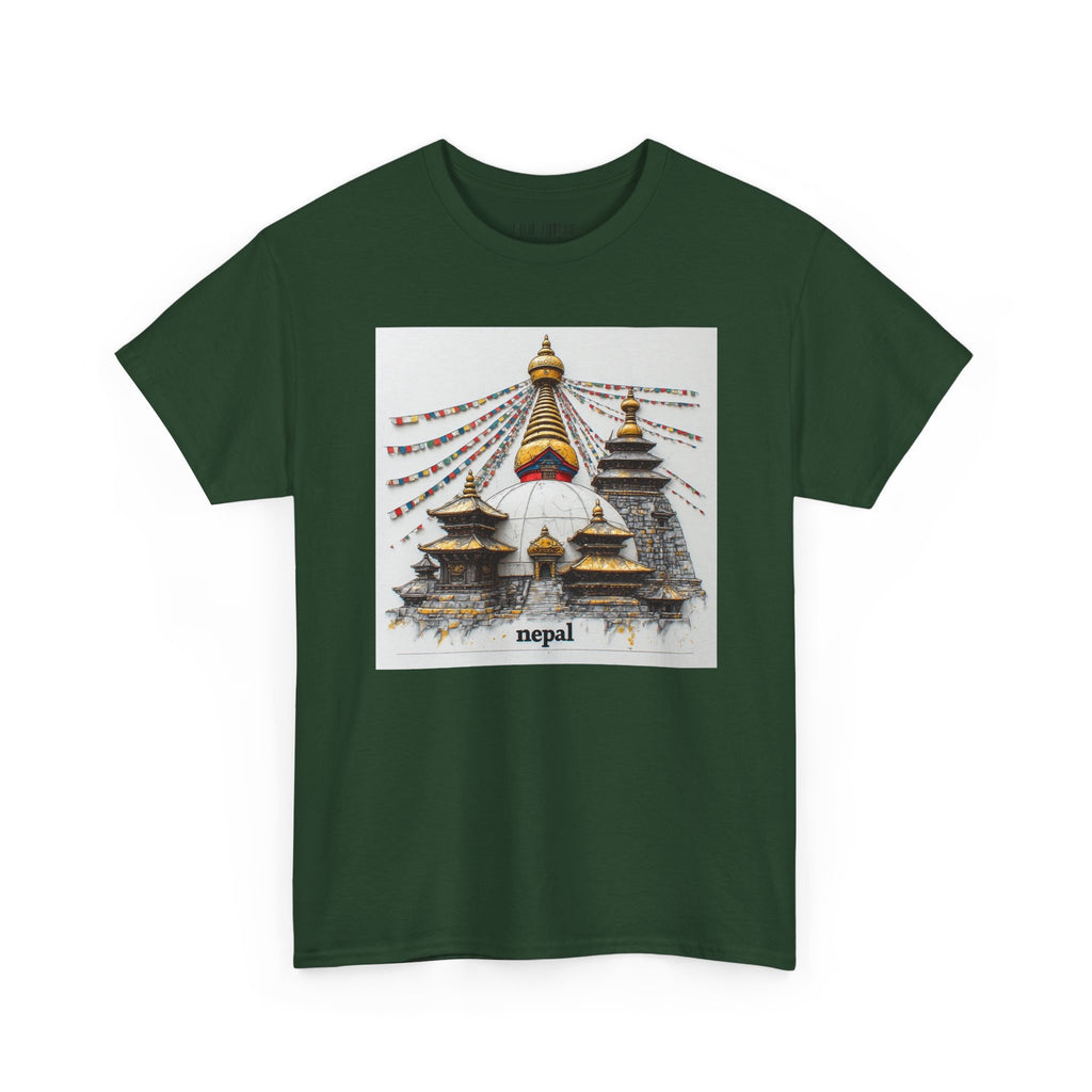 Nepal Swayambhunath Stupa T-Shirt — Buddhist Prayer Flags Travel Tee