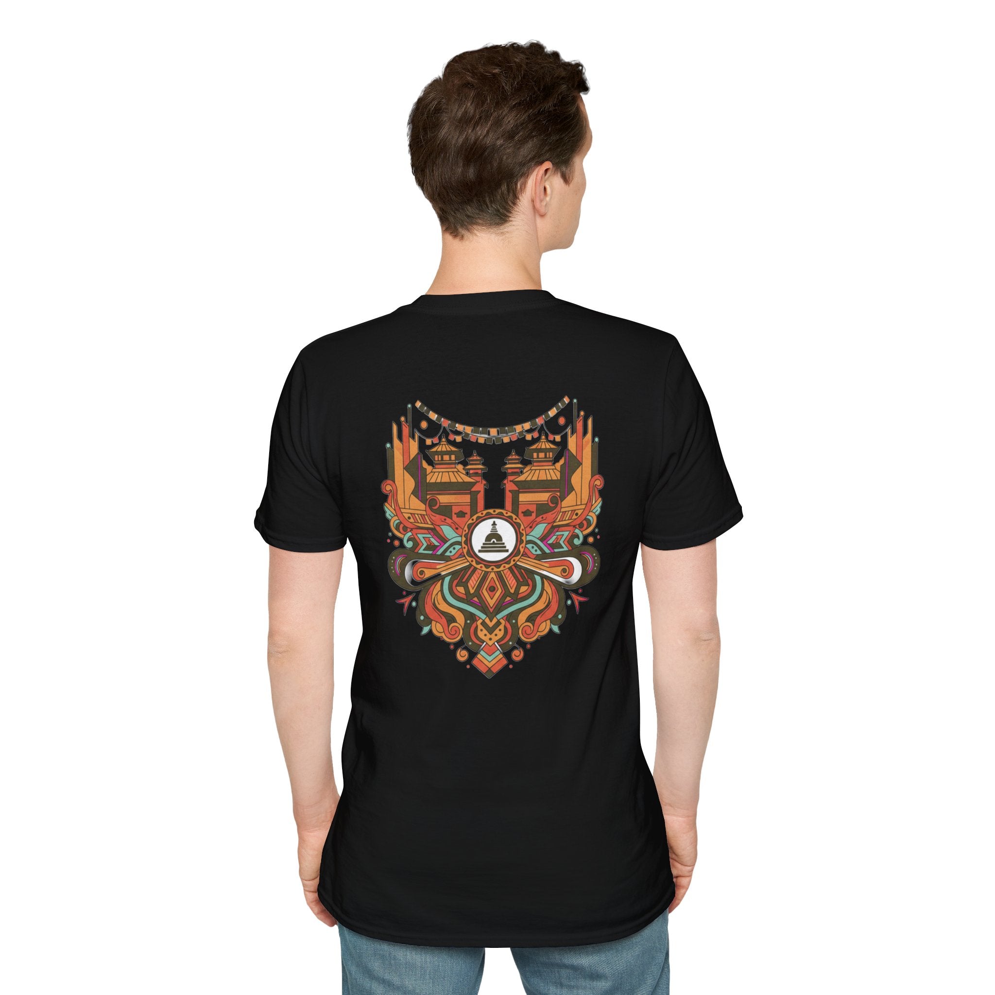 Festival Temple Graphic T-Shirt — Autumn Tribal Shrine Design