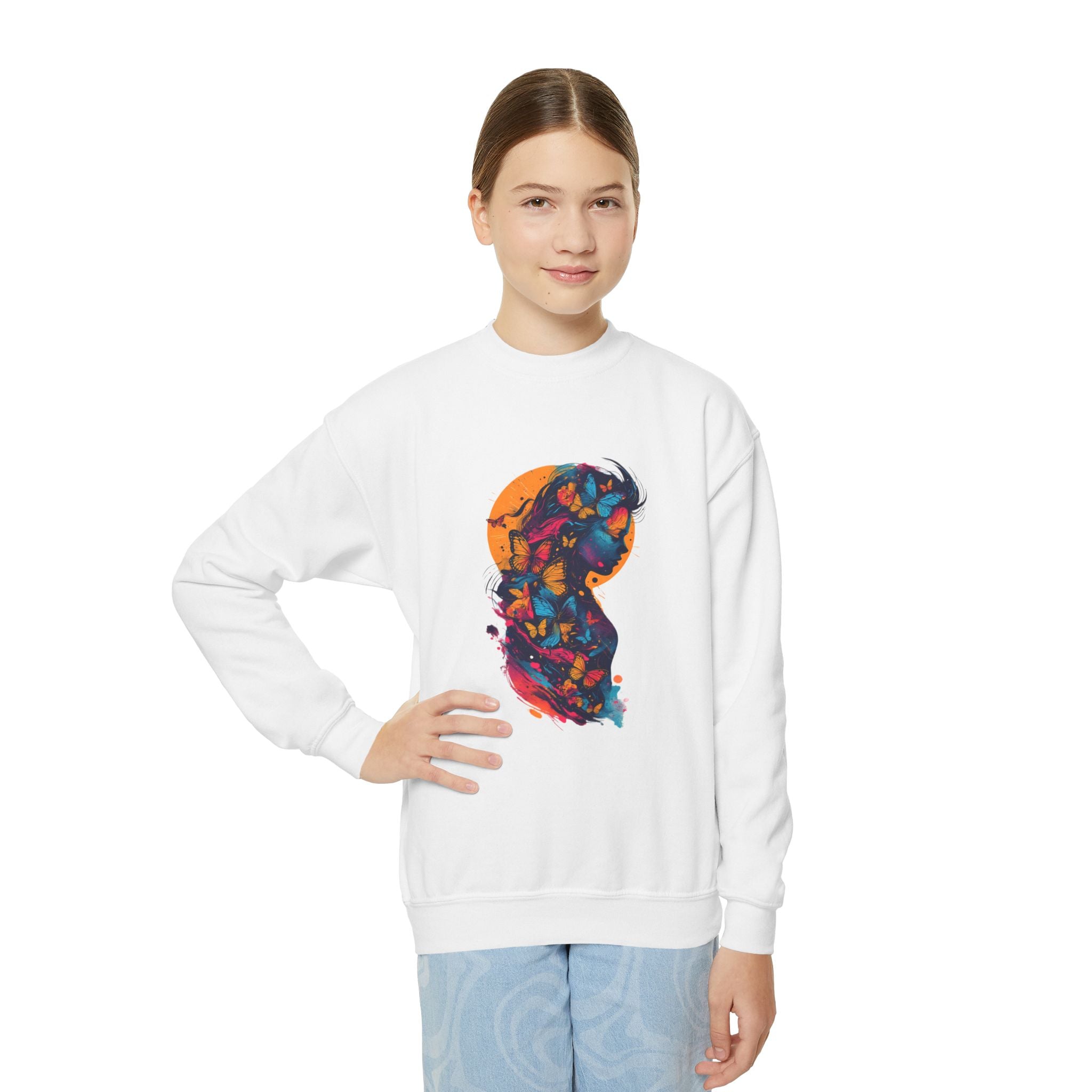 Youth Sweatshirt — Colorful Astronaut Silhouette Crewneck