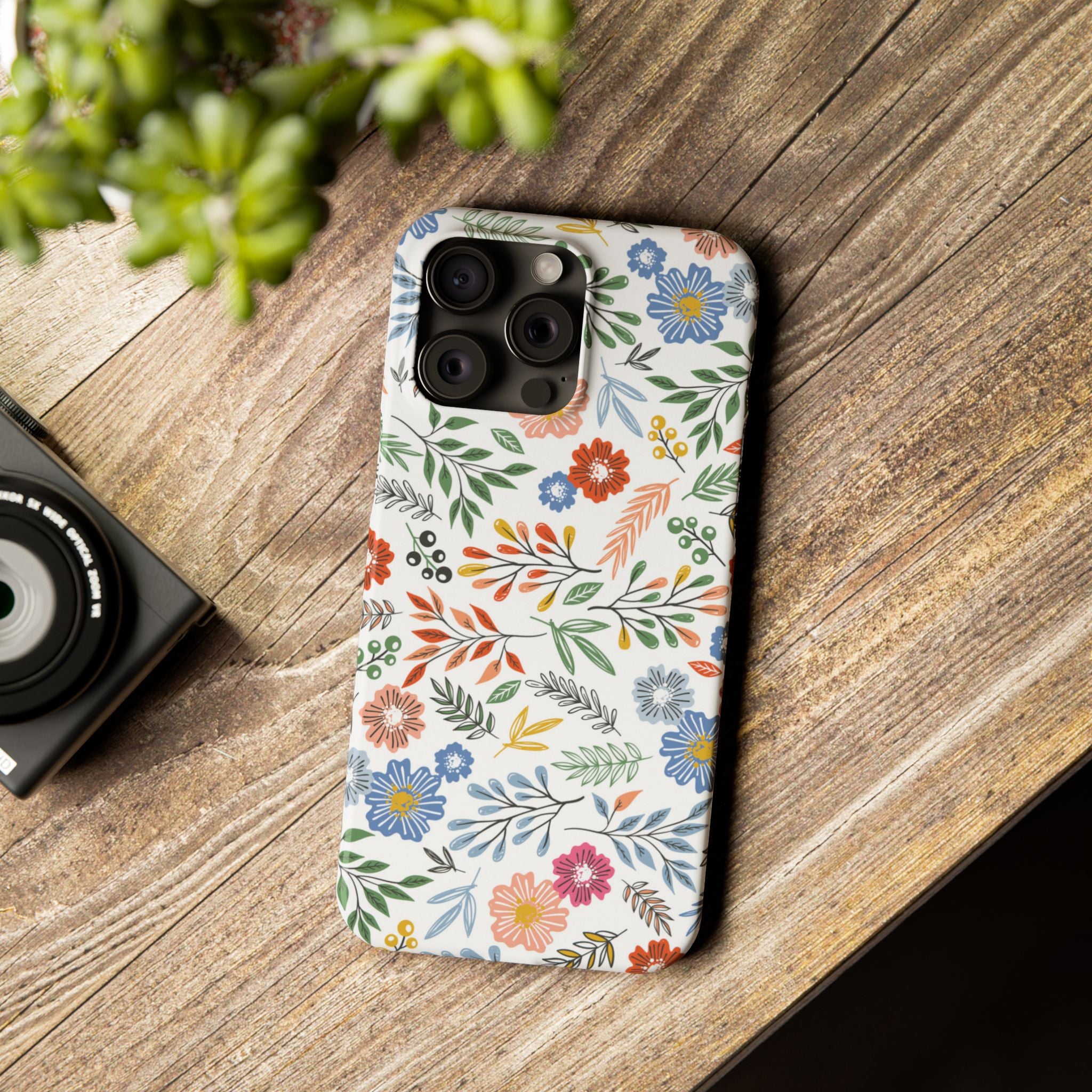 Slim Floral Phone Case — Colorful Hand-Drawn Wildflower Design