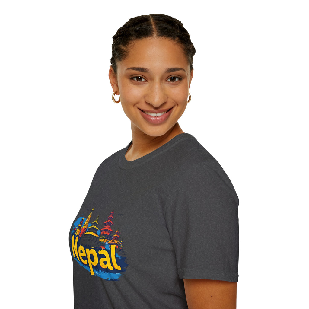 Nepal Temple Skyline T-Shirt – Nepali Cultural Heritage Graphic Tee, Travel & Spiritual Design
