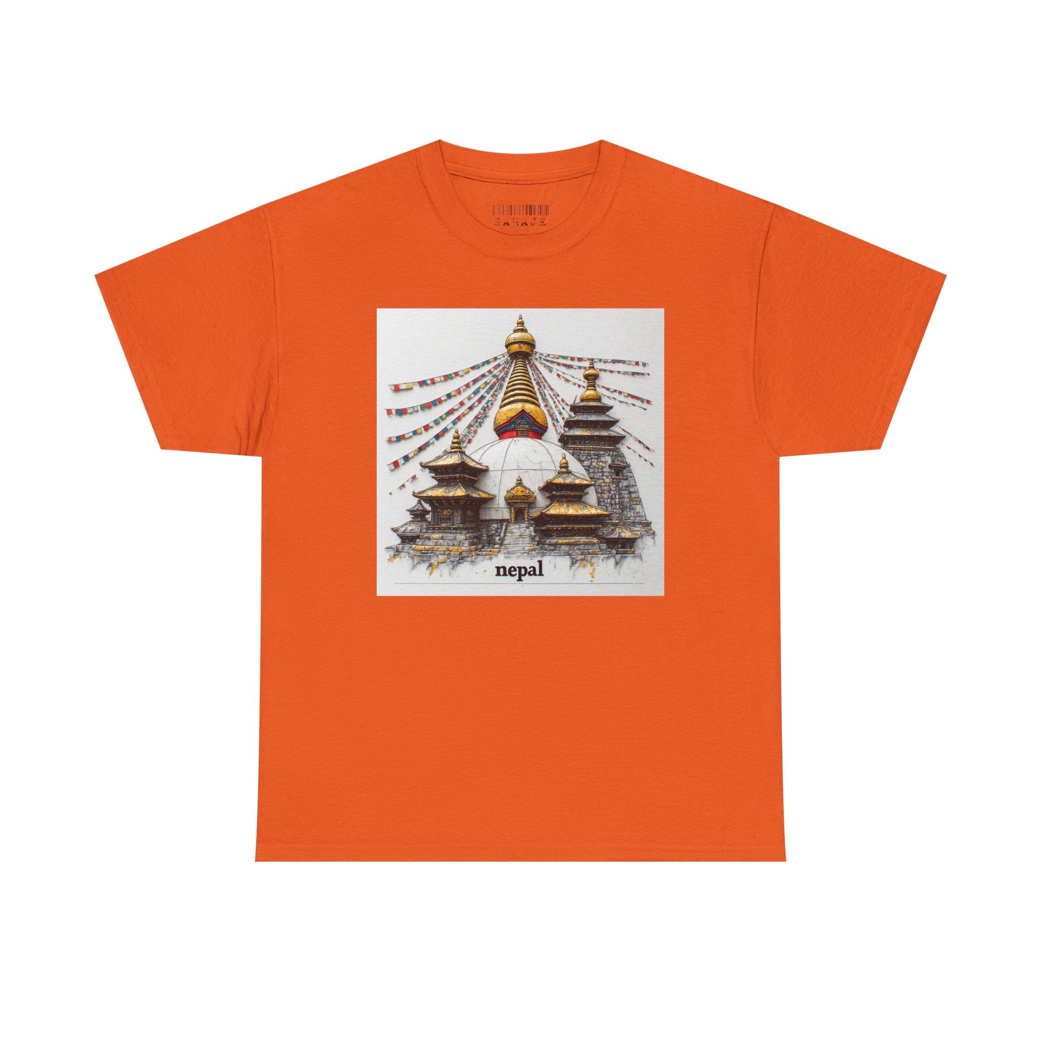 Nepal Swayambhunath Stupa T-Shirt — Buddhist Prayer Flags Travel Tee