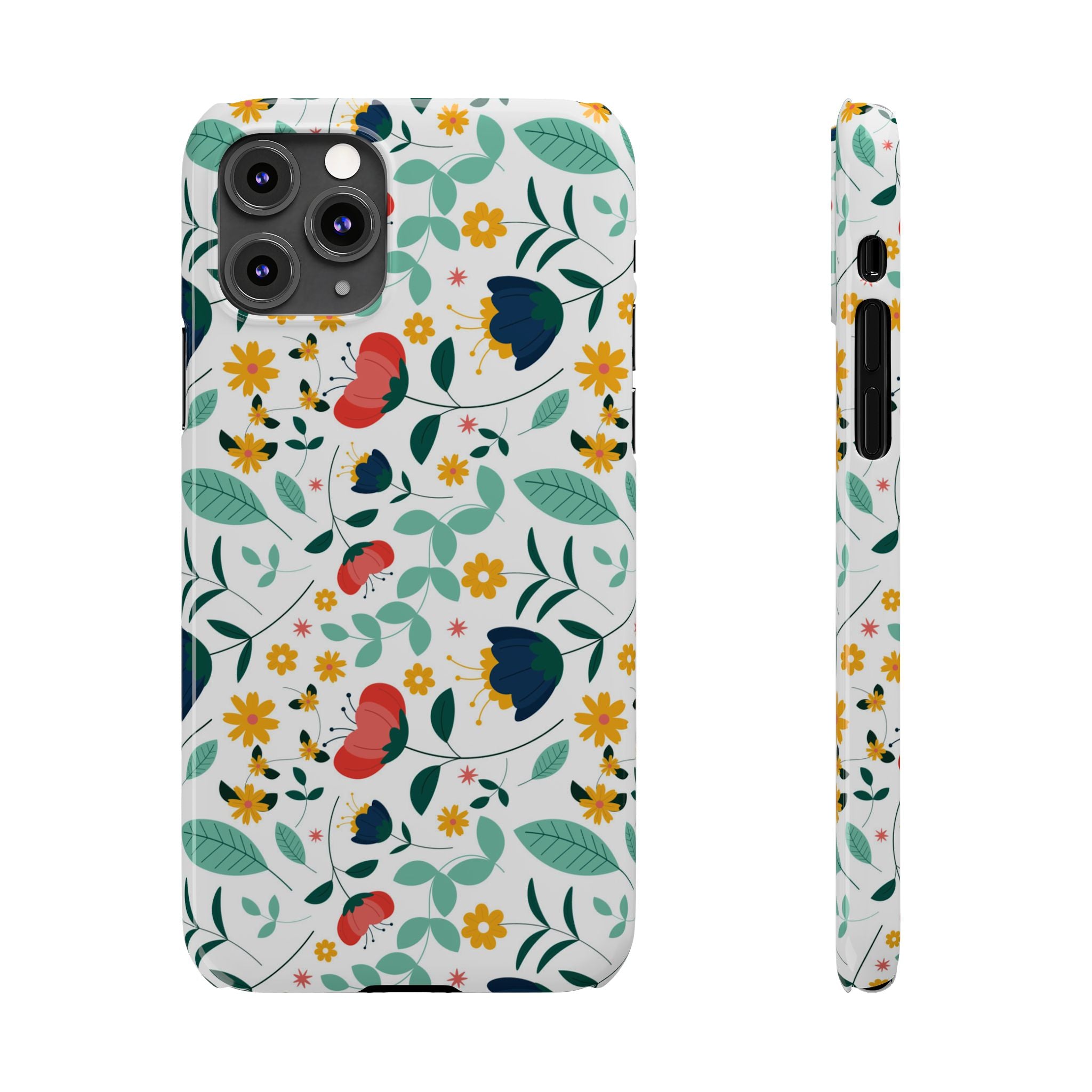 Floral Slim Phone Case — Colorful Folk Flower Pattern