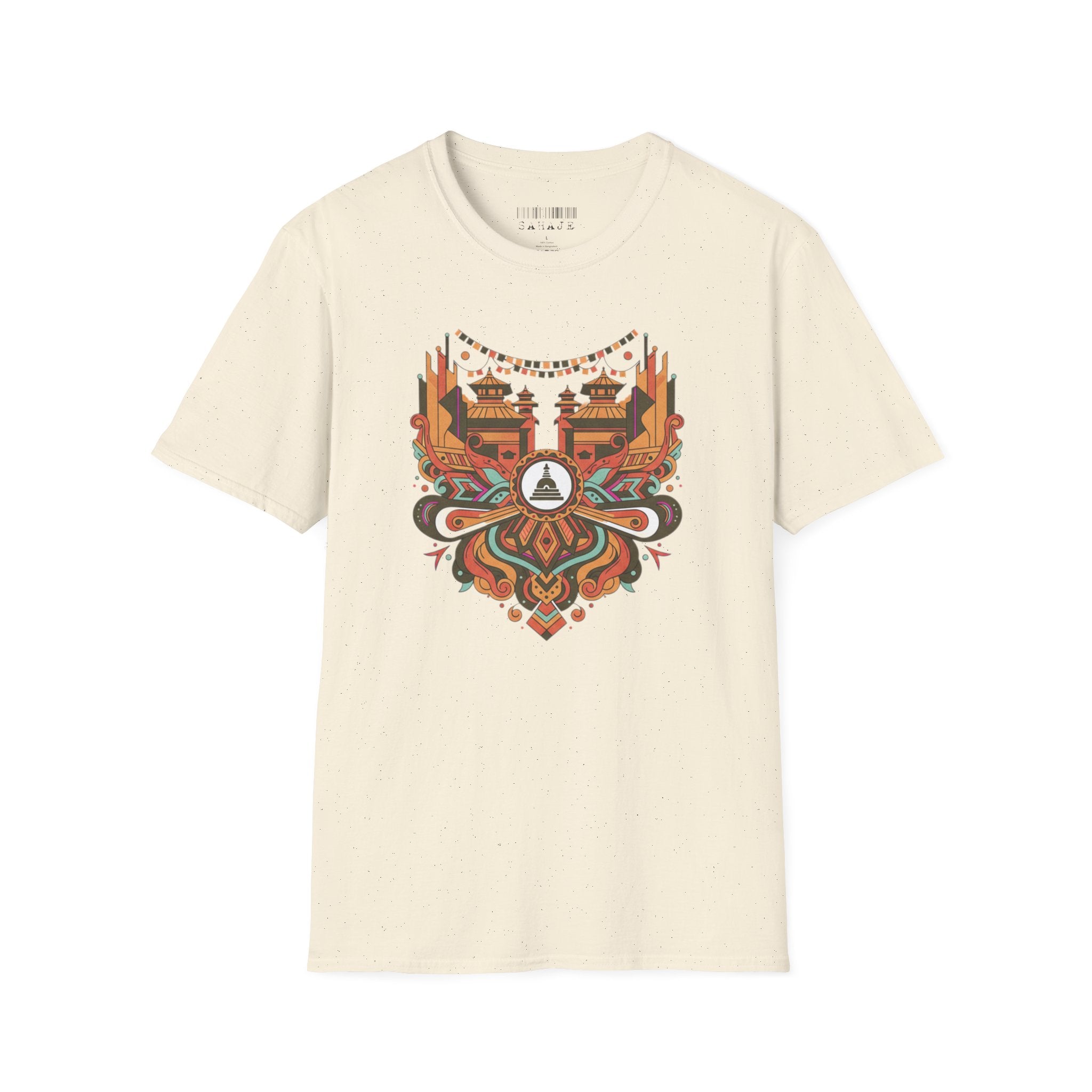 Boho Tribal Sunset T-Shirt — Vintage Geometric Nature Graphic