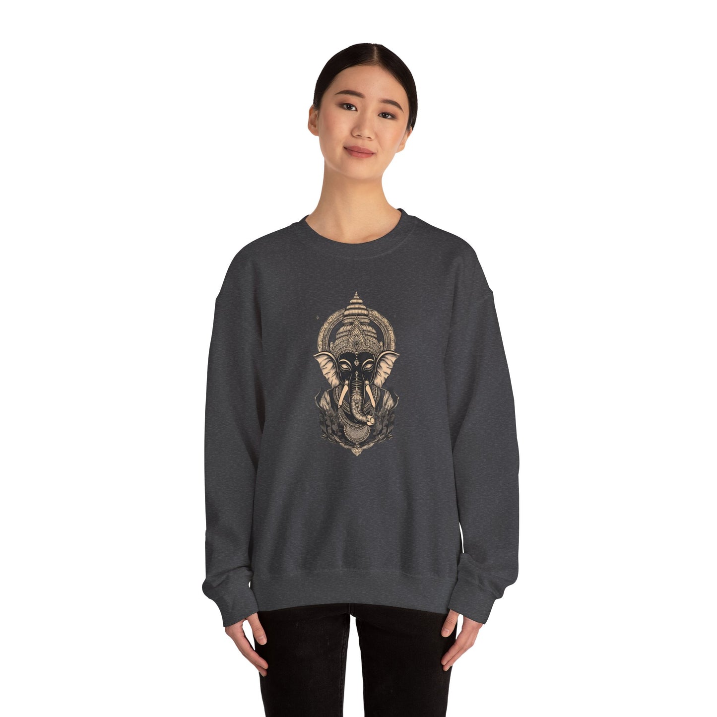 Elephant Mandala Crewneck Sweatshirt — Spiritual Indian-Inspired Graphic