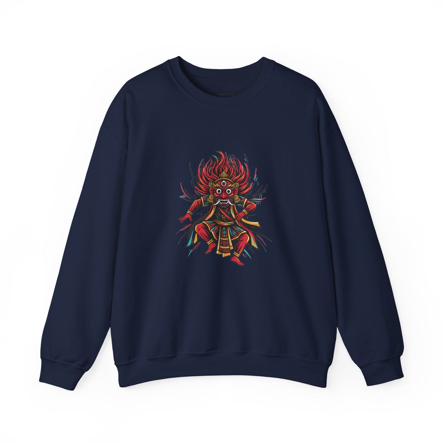 Crewneck Sweatshirt — Red Demon Guardian Graphic