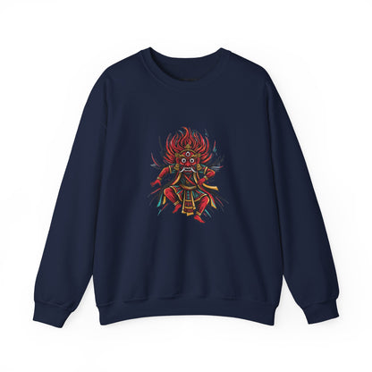 Crewneck Sweatshirt — Red Demon Guardian Graphic