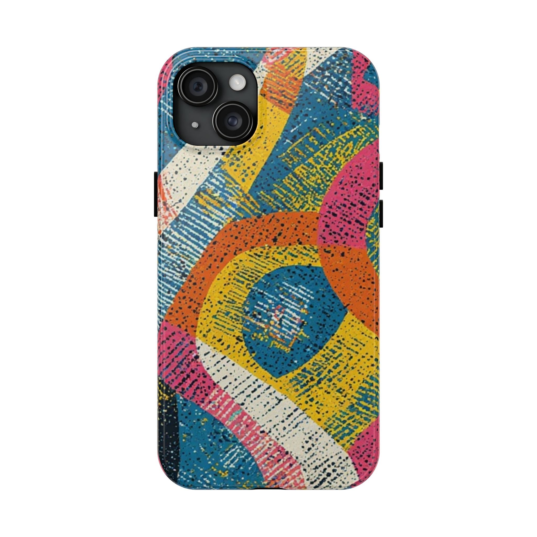 Bold Retro Abstract Tough Phone Case — Colorful Geometric Protective Cover