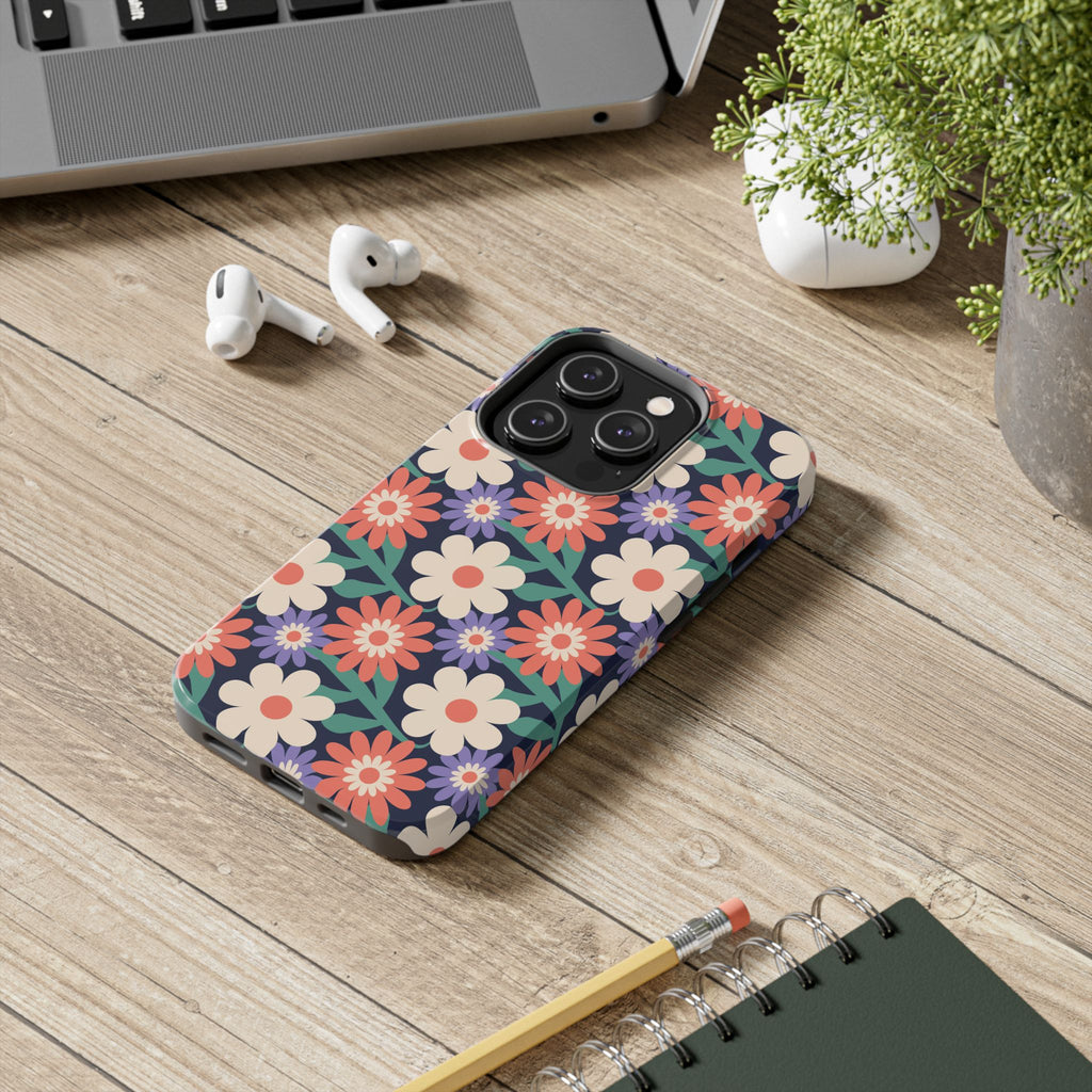 Floral Tough Phone Case — Retro Daisies Protective Phone Cover