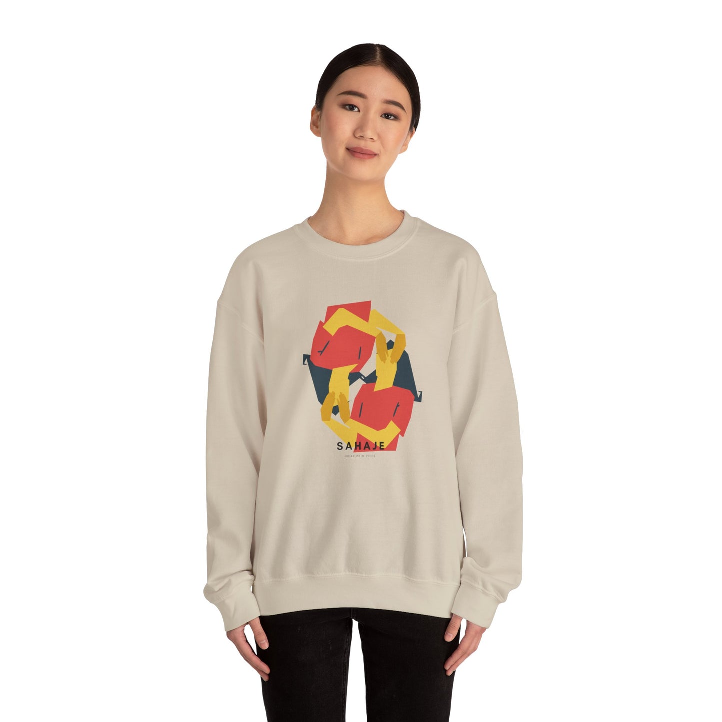 Abstract Flamingo Geometric Crewneck Sweatshirt