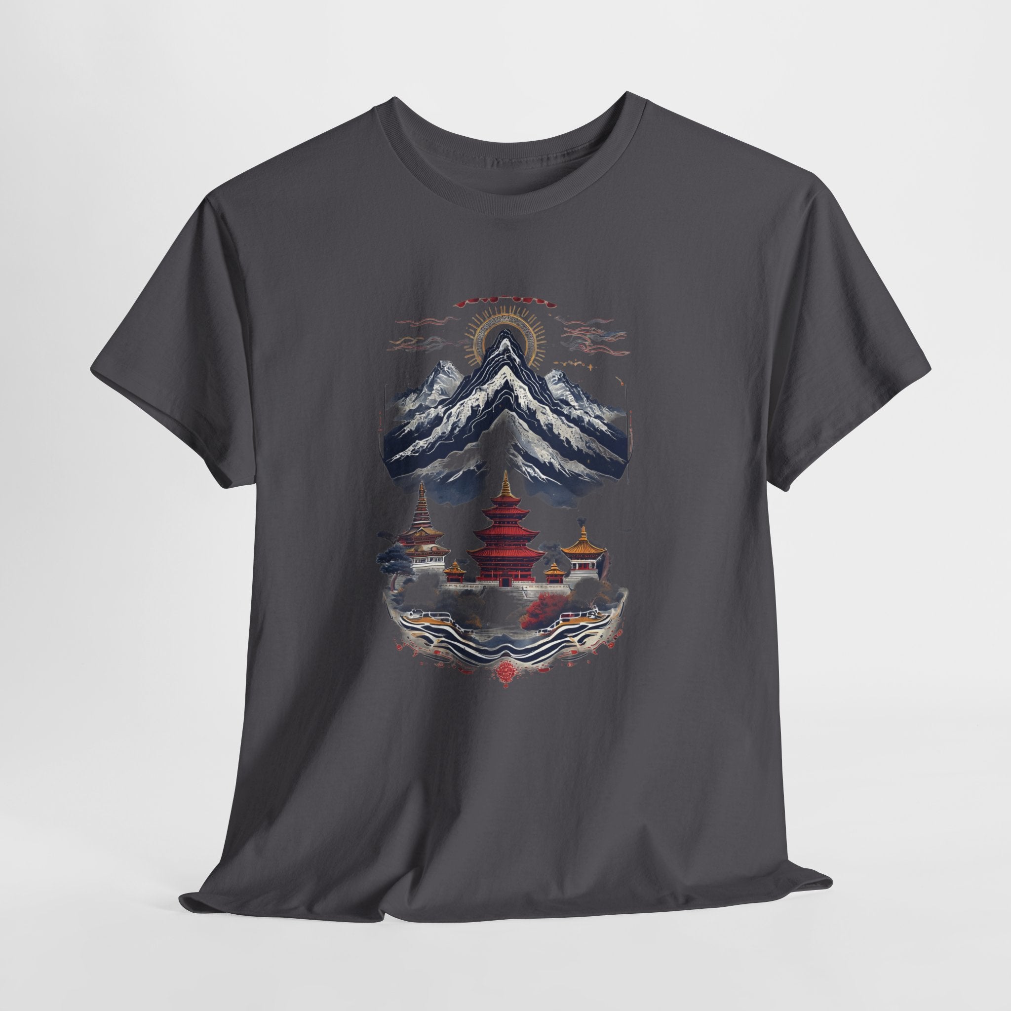 Japanese Mountain Pagoda T-Shirt — Zen Temple Landscape Tee