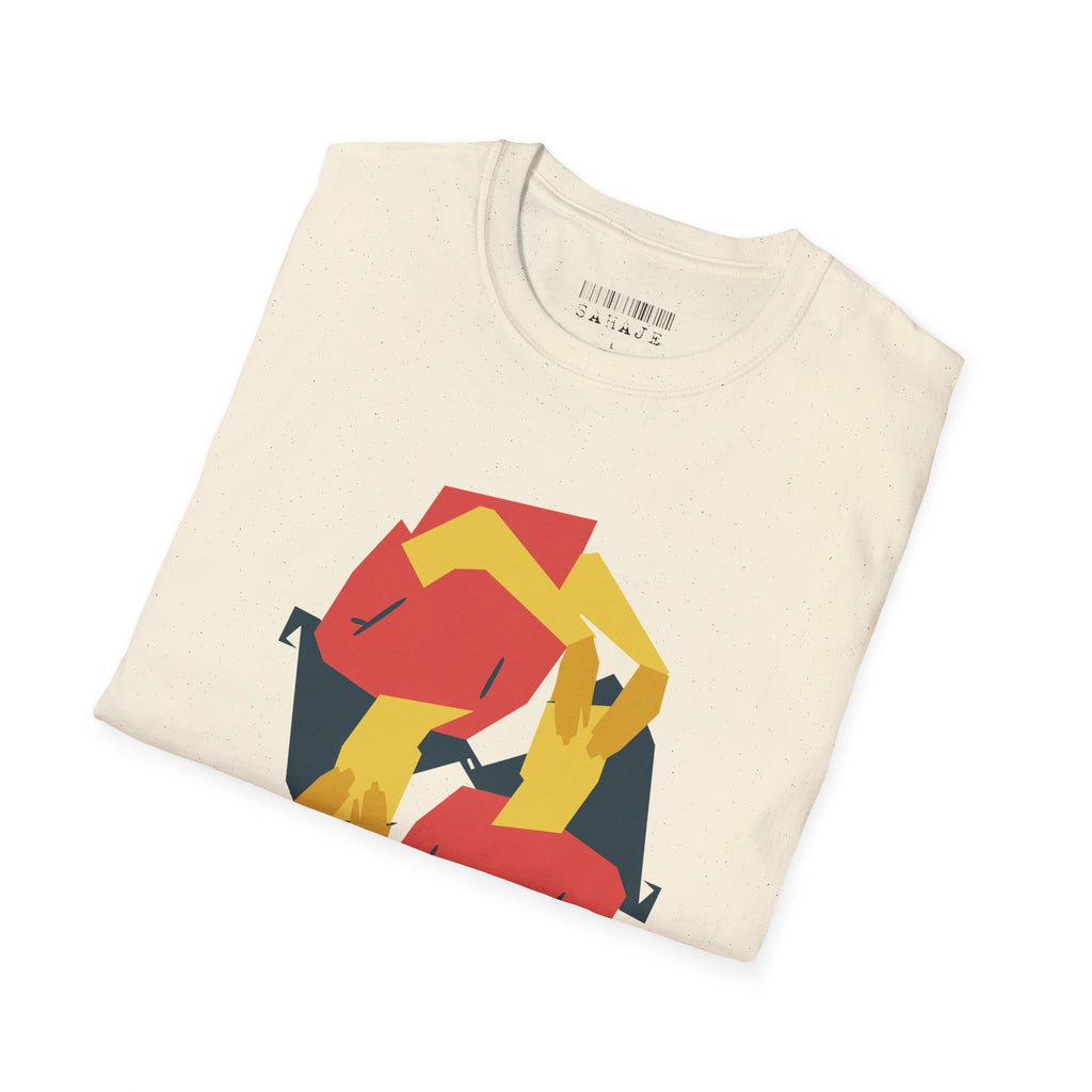 Abstract Faces Graphic T-Shirt — Modern Geometric 'Sahaje' Art Tee