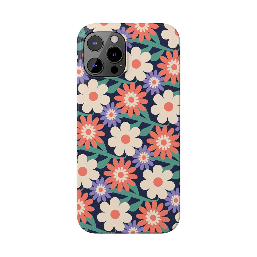 Floral Retro Slim Phone Case – Navy Ditsy Flowers
